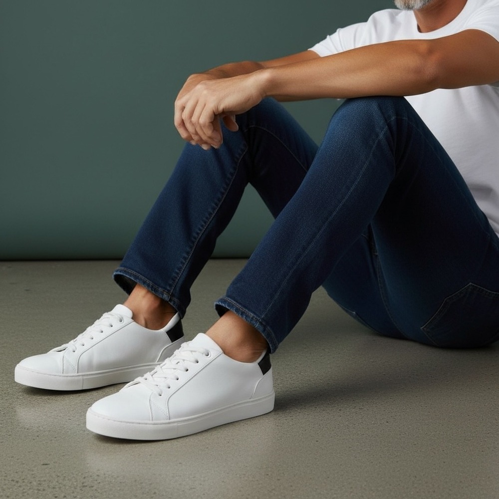 THOUSAND FELL White Leather Lace Up‎ Sneakers Men's Size 9M Casual Comfort